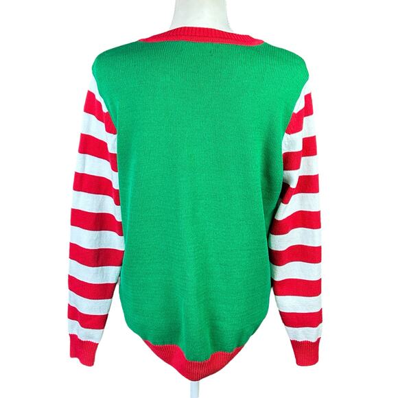 To Be Jolly Holiday Pullover Women Size Large Red Green White Elf Ugly Sweater - Picture 5 of 13